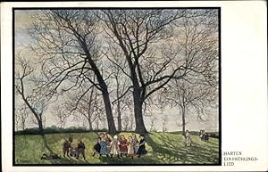 Künstler Ansichtskarte / Postkarte Harten, A., Ein Frühlingslied, Kinder