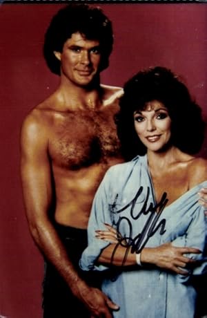 Ansichtskarte / Postkarte Schauspielerin Joan Collins, Schauspieler David Hasselhoff, Portrait, A...