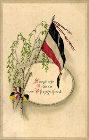 Ansichtskarte / Postkarte Glückwunsch Pfingsten, Schwarz-weiß-rote Fahne, Birkenast, I. WK