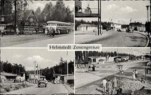 Ansichtskarte / Postkarte Helmstedt in Niedersachsen, Zonengrenze, Autos, Busse, Passanten