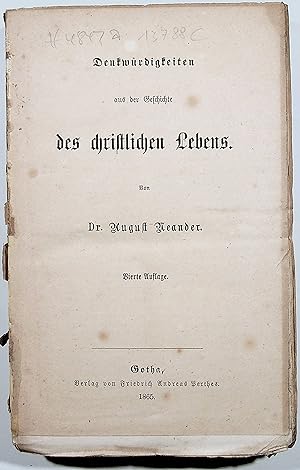 Bild des Verkufers fr Denkwrdigkeiten aus der Geschichte des Christentums und des christlichen Lebens zum Verkauf von Schrmann und Kiewning GbR