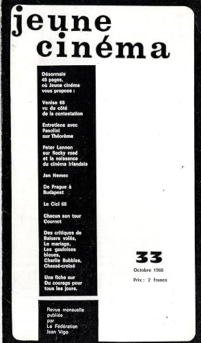 Imagen del vendedor de Jeune Cinma n 33 octobre 1968 a la venta por PRISCA