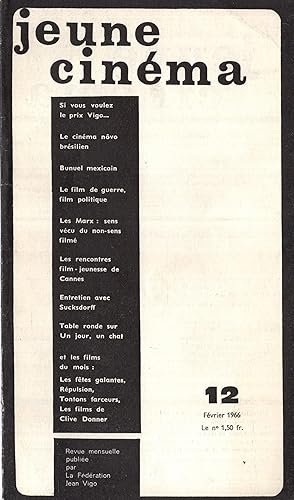 Immagine del venditore per Jeune Cinma n 12 fvrier 1966 venduto da PRISCA