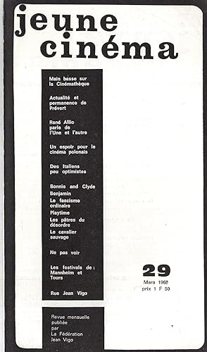 Image du vendeur pour Jeune Cinma n 29 mars 1968 mis en vente par PRISCA