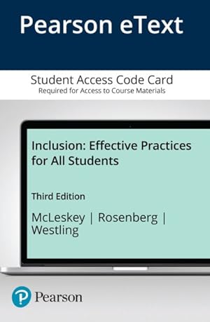 Seller image for Inclusion Pearson eText Access Code : Effective Practices for All Students for sale by GreatBookPrices