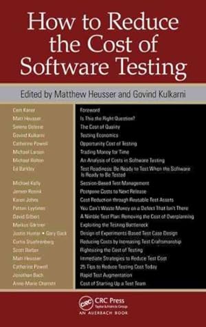 Imagen del vendedor de How to Reduce the Cost of Software Testing a la venta por GreatBookPrices