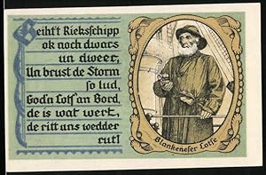 Bild des Verkufers fr Notgeld Blankenese 1921, 50 Pfennig, Blankeneser Lotse auf einem Dampfer, Wappen-Banderole mit Eichenlaub zum Verkauf von Bartko-Reher