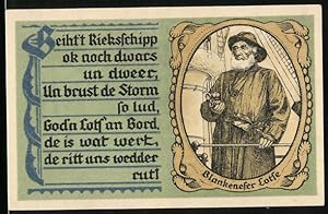 Bild des Verkufers fr Notgeld Blankenese 1921, 50 Pfennig, Blankeneser Lotse auf einem Dampfer, Wappen-Banderole mit Eichenlaub zum Verkauf von Bartko-Reher