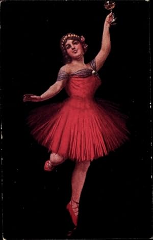 Künstler Ansichtskarte / Postkarte Kroj, Tänzerin im roten Kleid