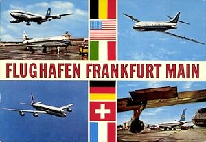 Ansichtskarte / Postkarte Frankfurt am Main, Flughafen, Passagierflugzeuge Lufthansa, Air France