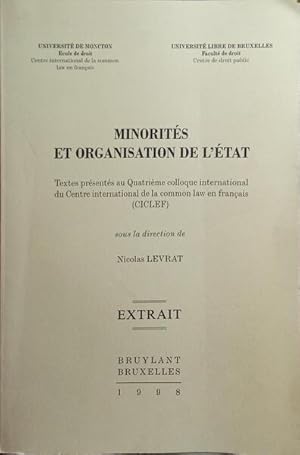 Imagen del vendedor de MINORITS ET ORGANISATION DE L'TAT. a la venta por Livraria Castro e Silva