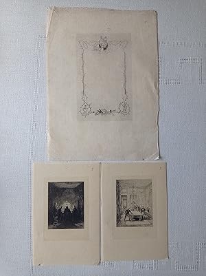 Maxime Lalanne. Le Billard. 3 eaux-fortes sur japon. 1866. / Le Billard. 3 original etchings on J...