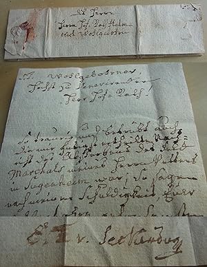 Bild des Verkufers fr ADEL -- Brief 1764 von einem E.T.(?) von SECKENDORFF; an Hofrat Helmreich zum Verkauf von Versandantiquariat tucholsklavier