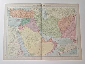 1940 Colour Lithograph Map of Southwest Asia (Political)