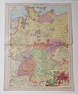1940 Colour Lithograph Map of Western Germany