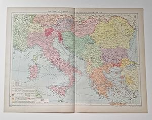 1940 Colour Lithograph Map Southeast Europe: Territorial Changes