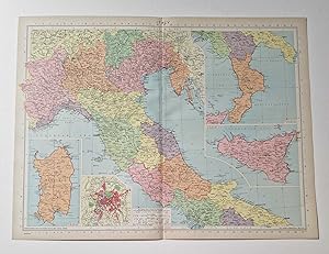 1940 Colour Lithograph Map of Italy