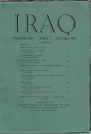 Seller image for Iraq (Vol. XXV, Part 2, Autumn 1963) for sale by Collette's Books
