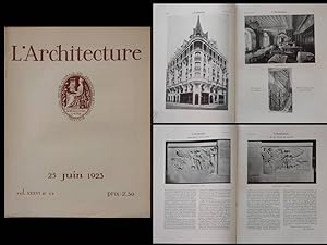 L'ARCHITECTURE n°12 1923 ROYAL PALACE HOTEL PARIS, ART NOUVEAU, MONUMENT TOURS