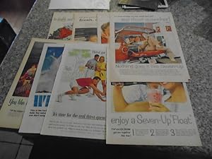 9 Vintage 7-Up Soda Full Page Color Ads From Life Magazine