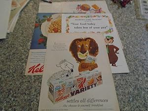 5 Vintage Kellogg's Cereal Full Page Color Ads From Life Magazine