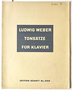 Bild des Verkufers fr Tonstze fr Klavier (1929). Edition Schott 2155. B.S.S. 32851. zum Verkauf von Versandantiquariat Kerstin Daras