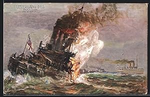 Künstler-Postcard Untergang des Dampfers Amphion