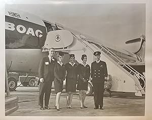 1967 Glossy Black and White Press Photo of a British Overseas Air Corporation [BOAC] Flight Team
