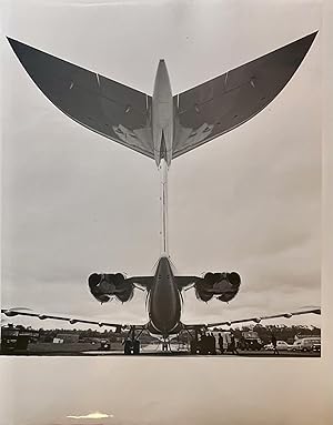 C1960s Glossy Black and White Press Photo of Tail-End View of a British Overseas Air Corporation ...