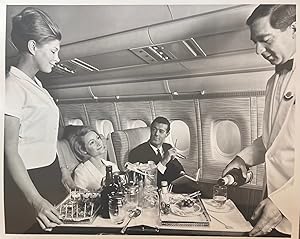 C1970s Glossy Black and White Press Photo of a British Overseas Air Corporation [BOAC] First Clas...