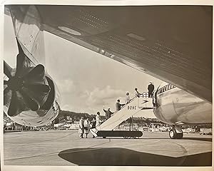 C1960s Glossy Black and White Press Photo of a British Overseas Air Corporation [BOAC] Passengers...