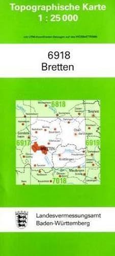 Bild des Verkufers fr Topographische Karte Baden-Württemberg Bretten: Mit UTM-Koordinaten bezogen auf d. WGS84/ETRS89 : Topographische Karte 1:25 000 Blatt 6918 zum Verkauf von AHA-BUCH