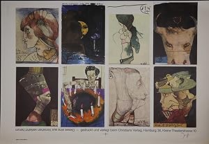 Seller image for Postkartenbogen mit 8 Farbbildern in Postkartenformat (1972-1975) zum Ausschneiden. Offsetdruck. Rechts unten mit Bleistift signiert. for sale by Antiquariat  Braun