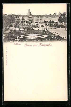 Bild des Verkufers fr Ansichtskarte Karlsruhe, Schloss mit Brunnen zum Verkauf von Bartko-Reher