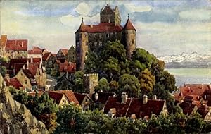 Künstler Ansichtskarte / Postkarte Marschall, V., Meersburg am Bodensee, Schloss, Säntis