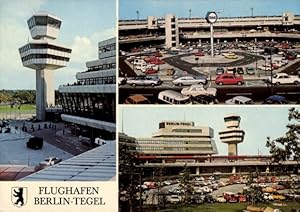 Ansichtskarte / Postkarte Berlin Reinickendorf Tegel, Flughafen, Tower, Parkplatz