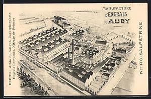 Carte postale Auby, Manufacture d`Engrais, Usines, Nitro-Salpétrine