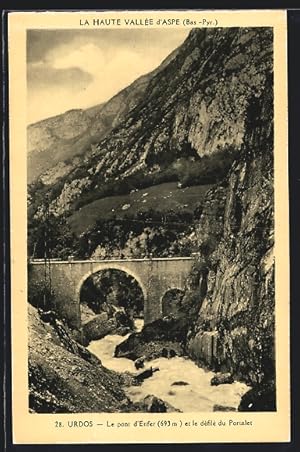 Carte postale Urdos, Le pont d`Enfer et le défilé du Portalet