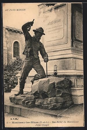 Carte postale Montceau-les-Mines, Bas-Relief du Monument Jules Chagot