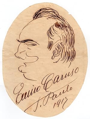 Caruso, Enrico (1873-1921) - Self-caricature signed 1917