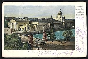 Bild des Verkufers fr Ansichtskarte Mnchen, Allgemeine Deutsche Sport-Ausstellung 1899, Ausstellungs-Palast, Strassenbahn zum Verkauf von Bartko-Reher