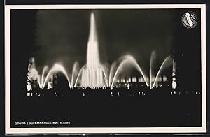 Bild des Verkufers fr Ansichtskarte Dsseldorf, Grosse Reichsausstellung Schaffendes Volk 1937, Grosse Leuchtfontne bei Nacht zum Verkauf von Bartko-Reher