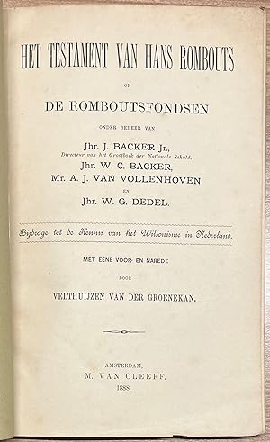 Rombouts, 1888, Amsterdam | Het Testament van Hans Rombouts, of De Romboutsfondsen, onder beheer ...