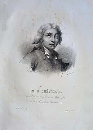 GRAVURE 19ème M.J. CHENIER DIT ANDRE POETE JOURNALISTE