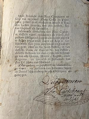 Legal deed 1741 | Printed legal deed with manuscript additions about Jacob Pesters heer van Catte...