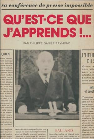 Seller image for Qu'est-ce que j'apprends - Philippe Ganier Raymond for sale by Book Hmisphres