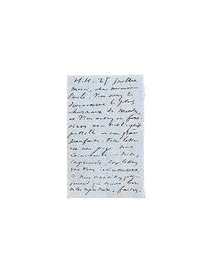 Seller image for Lettre  miniature  indite  son mdecin personnel, annonant son dpart pour la Belgique aprs l puisant travail de rdaction des Misrables for sale by Le Manuscrit Franais