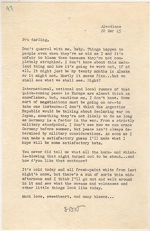Dashiell Hammett Typed Letter (Signed) March 22, 1945, WWII