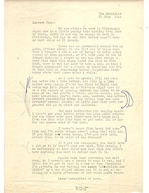 Dashiell Hammett Typed Letter (Signed) July 21st, 1944, WWII
