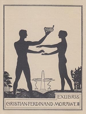 Seller image for Exlibris Christian Ferdinand Morawe. Silhouetten eines Akt-Paares mit Krone. for sale by Antiquariat  Braun